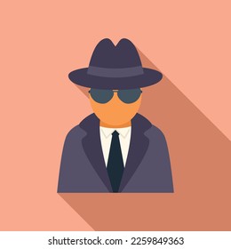 Secret agent icon flat vector. Call person. Headset center