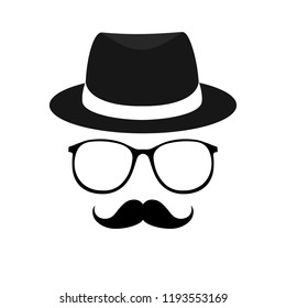 Secret agent icon in a hat and glasses