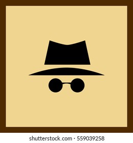 Secret Agent Icon In A Hat And Glasses