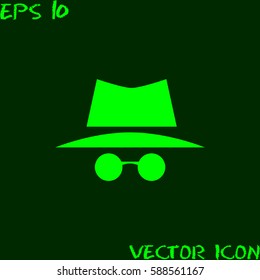 secret agent icon in a hat and glasses svg