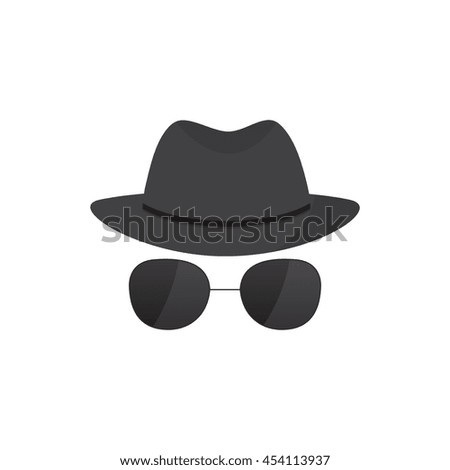 Secret  agent icon in a hat and glasses 