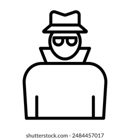 Marca de logotipo lineal de agente secreto en blanco y negro