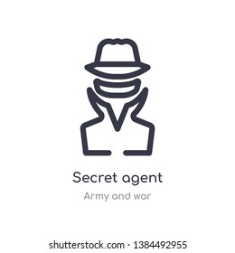 secret agent outline icon. isolated line vector illustration from army and war collection. editable thin stroke secret agent icon on white background