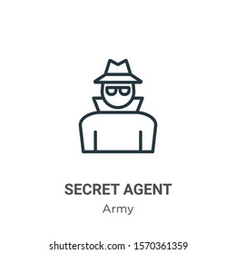 Secret agent outline vector icon. Thin line black secret agent icon, flat vector simple element illustration from editable army concept isolated on white background