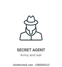 Secret agent outline vector icon. Thin line black secret agent icon, flat vector simple element illustration from editable army and war concept isolated on white background