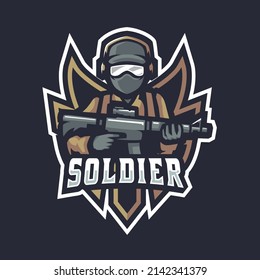 Secret Agent Vector Mascot Logo Design With Modern Illustration Concept Style For Badge, Emblem And Tshirt Printing. Secret Agent Illustration Hat And With Weapon In Hand.