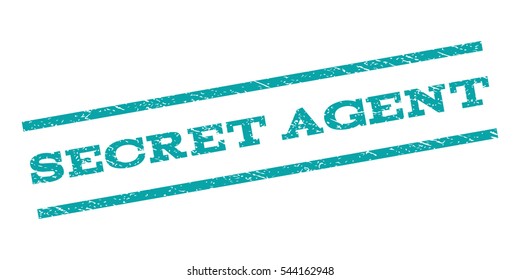 Secret Agent watermark stamp. Text tag between parallel lines with grunge design style. Rubber seal stamp with unclean texture. Vector cyan color ink imprint on a white background.
