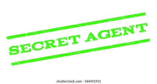 Secret Agent watermark stamp. Text caption between parallel lines with grunge design style. Rubber seal stamp with dust texture. Vector light green color ink imprint on a white background.