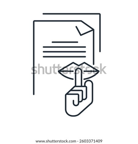 Secret agreement. Secret document text. Vector linear icon isolated on white background.