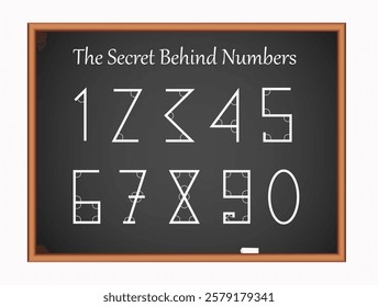 The secret behind numbers. Arabic numerals on black board. Education vector illustration