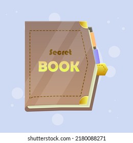 Secret Book Icon Brown Fantasy Color Cute Colorful Cartoon For GUI Or Business , Education , E-commerce , Vector Design