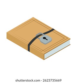 Isométrica de livros secretos para projetos de design criativo.