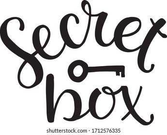 Secret box - sign for decoration staff, tools, boxes. There are individual graphics for your awesome projects. Perfect for stationery, logo, branding, Instagram posts and more. Vector stock isolated .