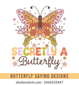 Secret butterfly floral retro design, floral retro butterfly designs