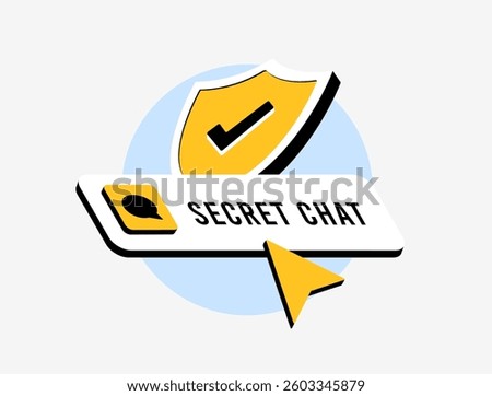Secret chat concept with private messaging, encrypted communication, and secure data protection for confidential conversations, anonymity and privacy. Secret chat vector illustration and icons