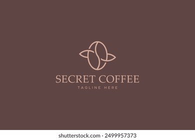 Logo de café secreto Bean Arabica y Robust Roast Aromatic Concept Café Tienda Marca Identidad