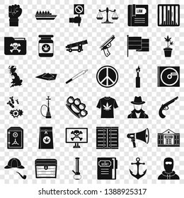 Secret crime icons set. Simple style of 36 secret crime vector icons for web for any design