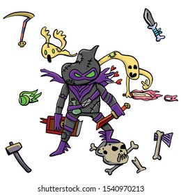 Secret Dark Warrior with magic items