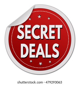 Secret deals red sticker on white background, vector illustration