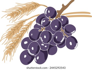 Secret dinner, bread and wine, easter element, boho vector 
