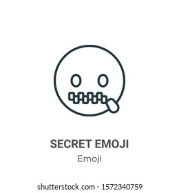 Secret emoji outline vector icon. Thin line black secret emoji icon, flat vector simple element illustration from editable emoji concept isolated on white background