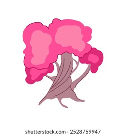 secret fantasy magic tree cartoon. bewitched ethereal, arcane enigma, spellbound mythical secret fantasy magic tree sign. isolated symbol vector illustration