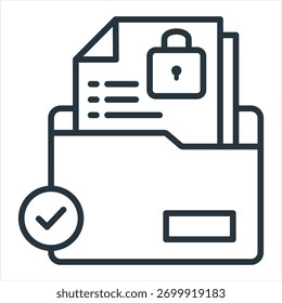 Secret File Outline Icon Vector Illustration