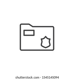 Secret files folder line icon. linear style sign for mobile concept and web design. Police document folder outline vector icon. Symbol, logo illustration. Vector graphics