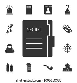 Secret files icon. Simple element illustration. Secret files symbol design from Crime collection set. Can be used for web and mobile on white background