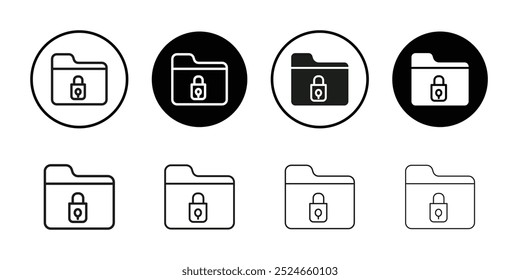 Secret folder icon Collection of flat thin outline vector