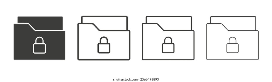 Secret folder icon flat and linear vector illustration on white background.