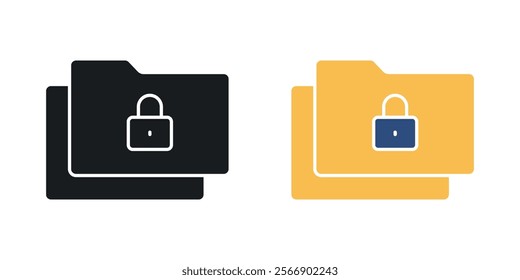 Secret folder icon set in black and colored