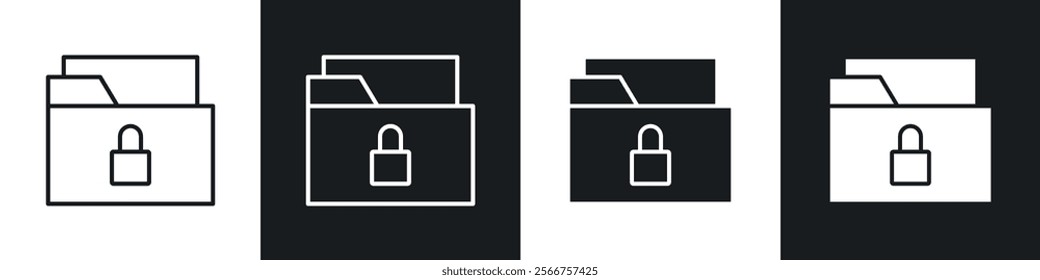 Secret folder icons in Thin line black color. flat simple vector symbols illustration.