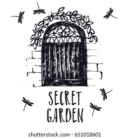 Secret Garden Black Color Brush Illustration