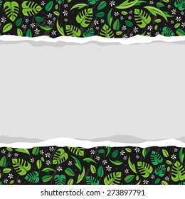 secret garden colorful spring summer floral seasonal messy seamless pattern on dark background with blank torn paper 