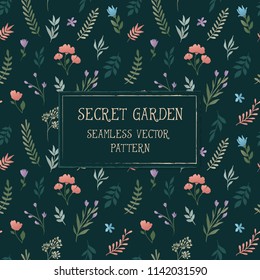 Secret Garden - Seamless Vector Pattern - Green