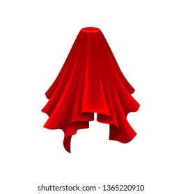 Secret gift under red cloth. Vector illustration.