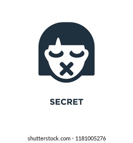 Secret icon. Black filled vector illustration. Secret symbol on white background. Can be used in web and mobile.