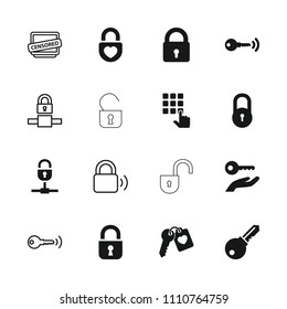 Secret icon. collection of 16 secret filled and outline icons such as lock, heart lock, heart key, key on hand, key, censored. editable secret icons for web and mobile.