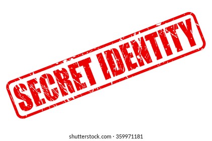 Secret Identity red stamp text on white