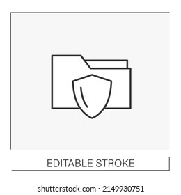  Secret information line icon. Limited access to personal folders with databases. Locked folders. Web service concept. Isolated vector illustration. Editable stroke