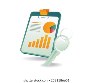 Secret key to management analysis concept illustration