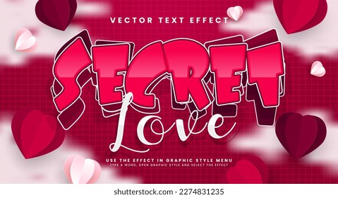 Secret love 3d editable vector text style effect, suitable for romantic beauty themed.