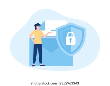 Secret mail security trending concept flat illustration