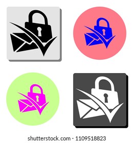 Secret mail. simple flat vector icon illustration on four different color backgrounds