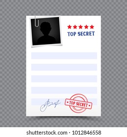 The secret paper letter template correspondence with stamp photo snapshot and shadow on transparent background