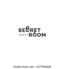 Secret room lettering logo design template with stylized letters. Vector illustration.