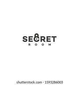 Secret Room Lettering Logo Design Template With Stylized Letter C. Vector Illustration.