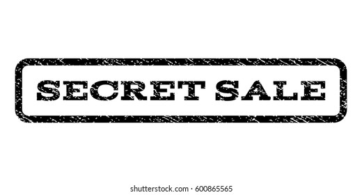 Secret Sale watermark stamp. Text tag inside rounded rectangle frame with grunge design style. Rubber seal stamp with dust texture. Vector black ink imprint on a white background.