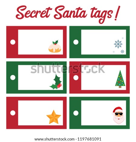 secret santa christmas tags present preparation stock vector